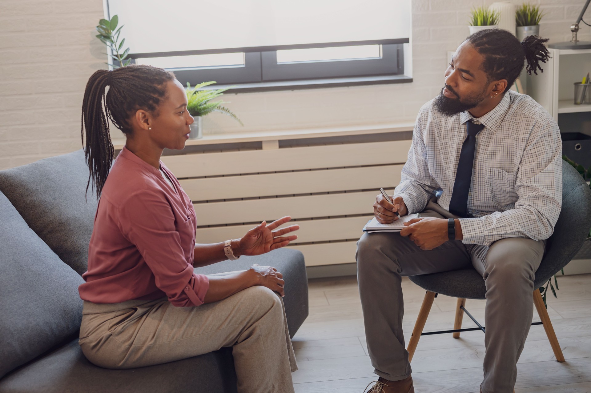 A psychotherapist session with a patient